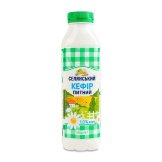 Кефір питний 1,0% 420г ПЕТ ТМ "Селянський"