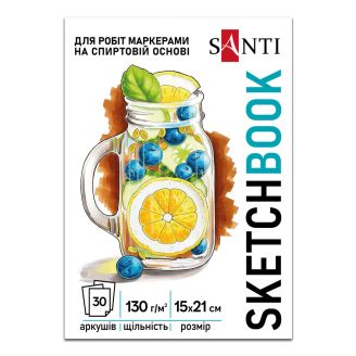 Скетчбук SANTI "Fresh" А5, 30 аркушів, склейка, 130г/м2 743211