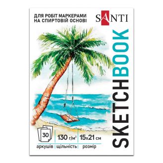 Скетчбук SANTI "Relax" А5, 30 аркушів, склейка, 130г/м2 743212