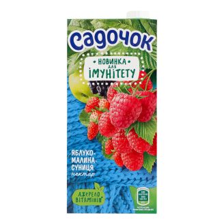 Нектар яблуко малина суниця 0,95л Садочек