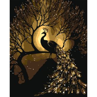 Картина за номерами SANTI "Золотий павич", 40*50см, LED підсвітка 955079