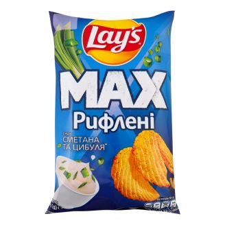 Чіпси Сметана-цибуля Lays MAX Ridged 95г