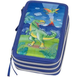 ПЕНАЛ З ТКАНИНИ 3 ВІДДІЛЕННЯ БЕЗ НАПОВНЕННЯ НА БЛИСКАВЦІ DINOSAUR 573044, 32785