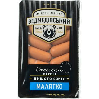 Сосиски  "Малятко", в/с,Шт(0,275г)ТМ Ведмедівський МК