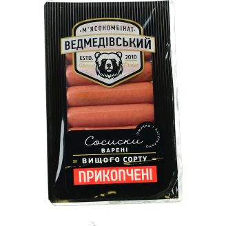 Сосиски  "Прикопчені" , в/с ,Шт (0,275г)ТМ Ведмедівський МК