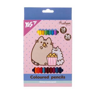 Олівці кольорові Yes 18/36 кол. "Pusheen", 290769