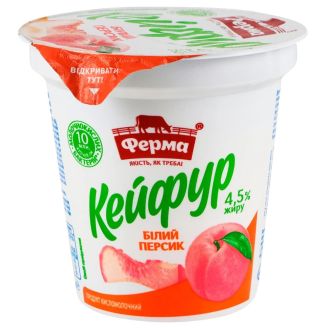 Кисломолочний продукт Кейфур білий персик 4,5% 250г ст. ТМ Ферма