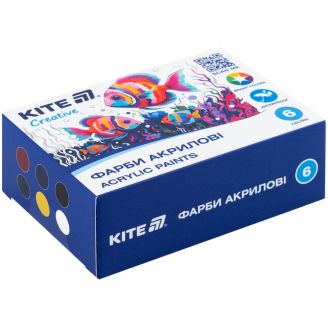 Фарби акрилові, 6 кольорів, 20 мл, Kite Creative, K-271, 69427