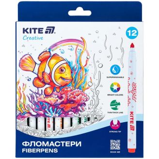 Фломастери, набір 12шт, Kite Creative Superwashable, 68712, K-1152