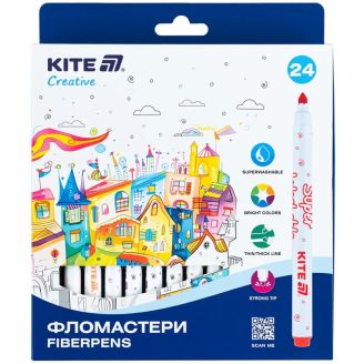 Фломастери, набір 24шт, Kite Creative Superwashable, 68713, K-1153