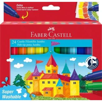 ФЛОМАСТЕРИ ПОТОВЩЕНІ FABER-CASTELL FELT TIP JUMBO 24 КОЛЬОРИ В КАРТОННІЙ КОРОБЦІ, 154324